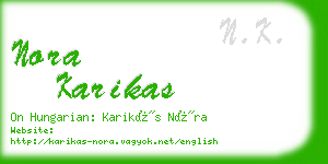 nora karikas business card